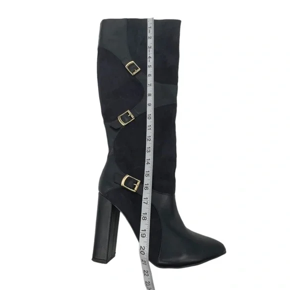 JUSTFAB Blue Yelda Buckle Tall Heeled Pointed Toe Boots Size 9.5 Women's - Picture 9 of 12